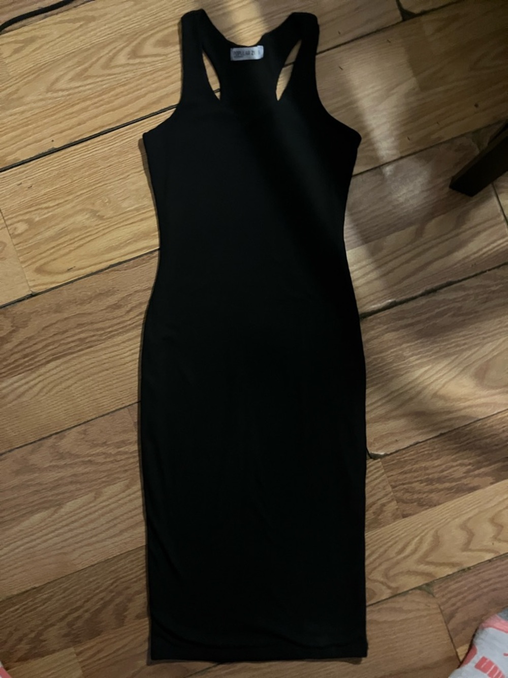 Classic Black Racerback Midi Bodycon Dress